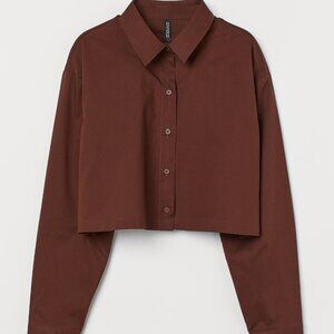 Cropped Brown Button Down Shirt